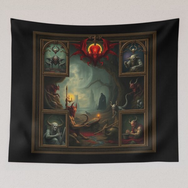 Item preview, Depiction of the layers of Hell fantastical artwork designed and sold by Vintage Designs +.