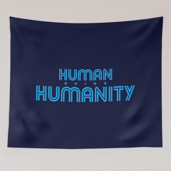Item preview, Human Being Humanity Words Art in Blue Colour designed and sold by activlifewear.