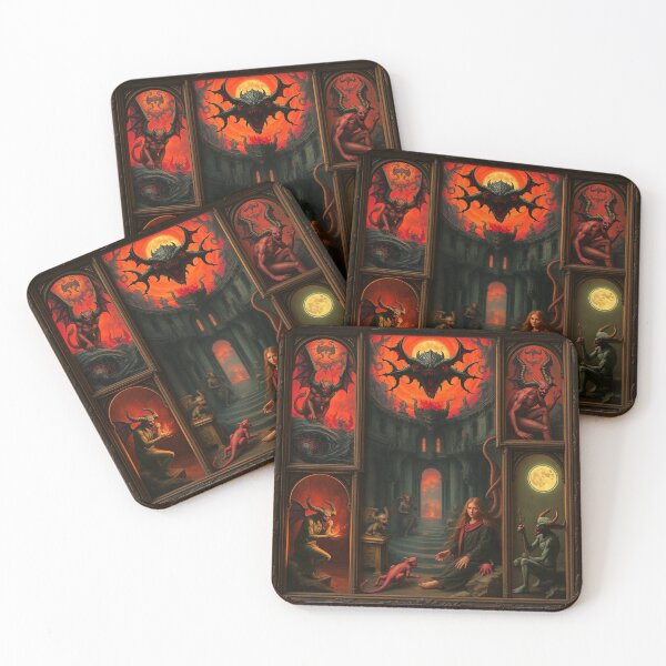 Item preview, Depiction of the layers of Hell fantastical artwork designed and sold by Vintage Designs +.