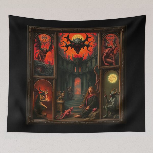 Item preview, Depiction of the layers of Hell fantastical artwork designed and sold by Vintage Designs +.