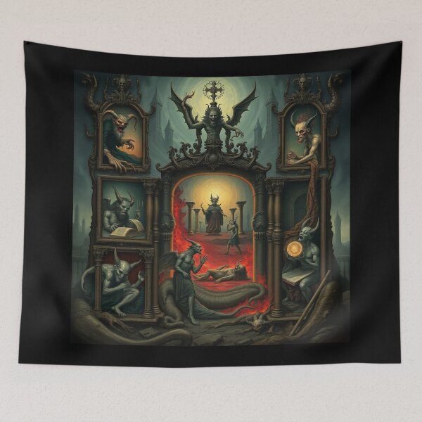 Item preview, Depiction of the layers of Hell fantastical artwork designed and sold by Vintage Designs +.