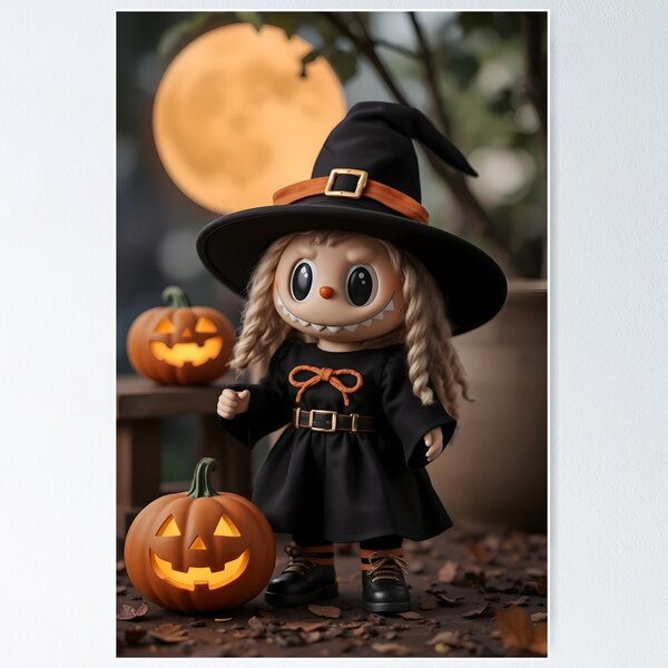 Item preview, Blonde Labubu Witch – Halloween Magic Night designed and sold by EmeraldeaDesign.