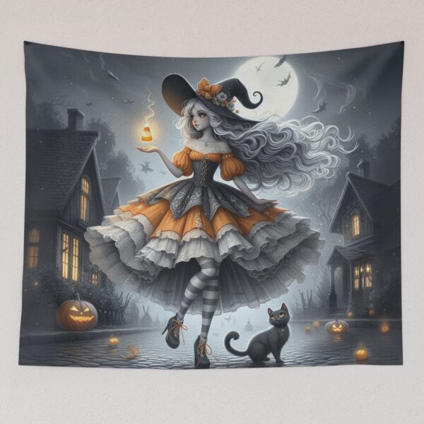 Item preview, Whimsical Halloween Witch designed and sold by Beyond Threaded.