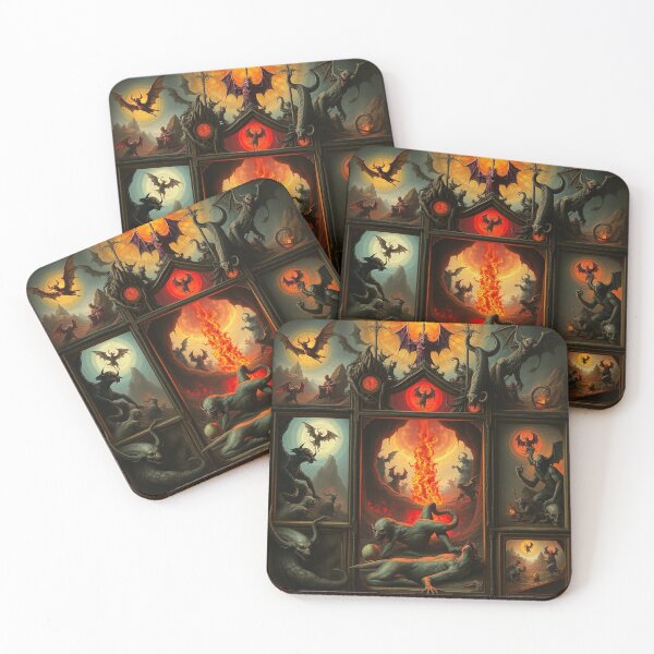Item preview, Depiction of the layers of Hell fantastical artwork designed and sold by Vintage Designs +.