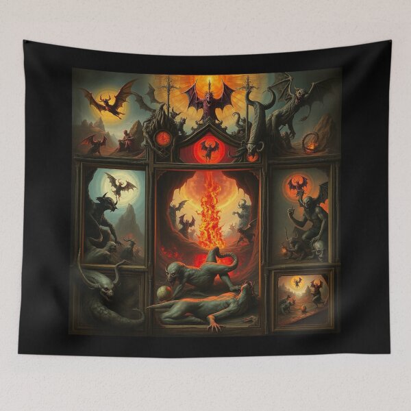Item preview, Depiction of the layers of Hell fantastical artwork designed and sold by Vintage Designs +.