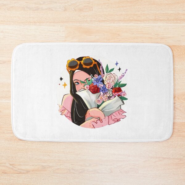 Item preview, Girl with bouquet of vibrant flowers designed and sold by WorthyByDwethi.