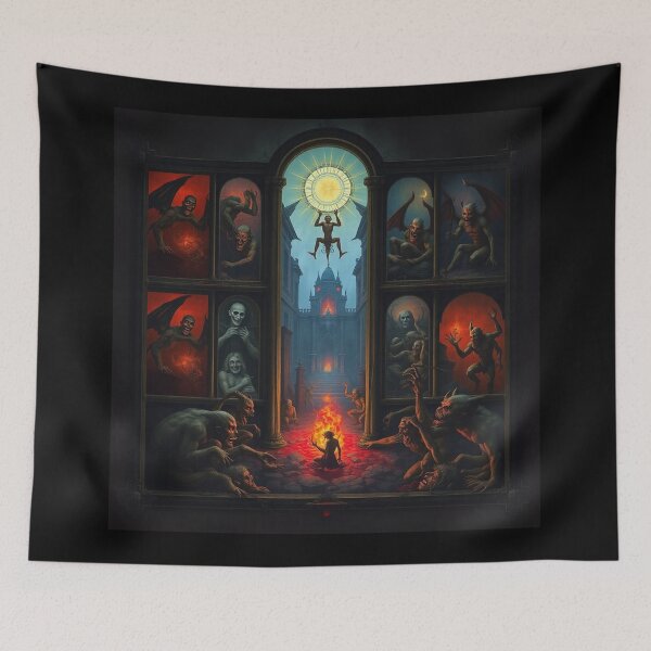 Item preview, Depiction of the layers of Hell fantastical artwork designed and sold by Vintage Designs +.
