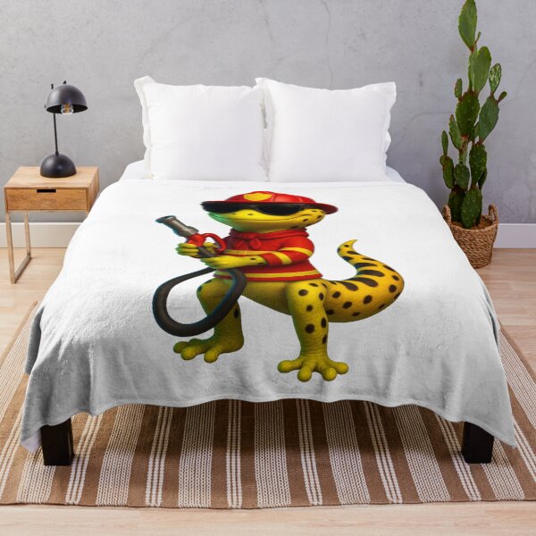 Item preview, Neon Firefighter Gecko – 3D Hero Lizard with Fire Hose designed and sold by MK-WOOD.