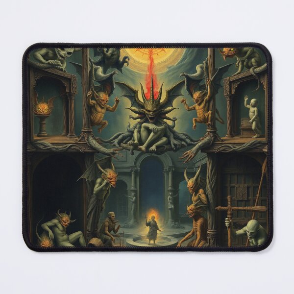 Item preview, Depiction of the layers of Hell fantastical artwork designed and sold by Vintage Designs +.