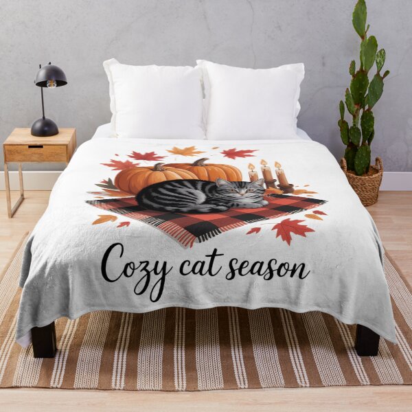 Item preview, Cozy Fall Autumn Pumpkins Thanksgiving Cat Cozy Cat Season designed and sold by Moon-Ape.
