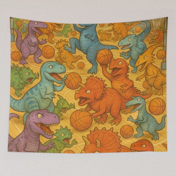 Item preview, Hidden object, dinosaurs playing basketball designed and sold by Mauswohn.