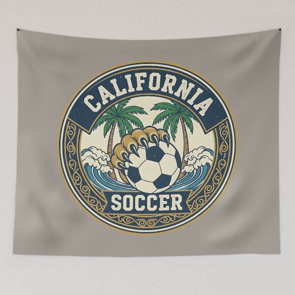 Item preview, California Soccer Emblem – Bear Paw, Waves & Palm Trees designed and sold by PostersMode.