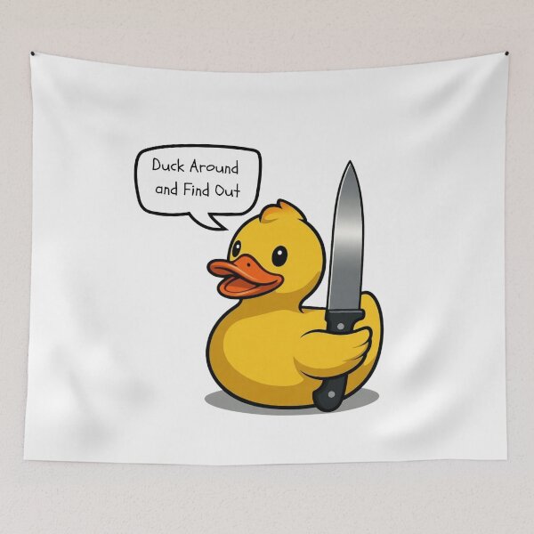 Item preview, Duck Around and Find Out – Funny Angry Rubber Duck Meme designed and sold by Nerd Army.