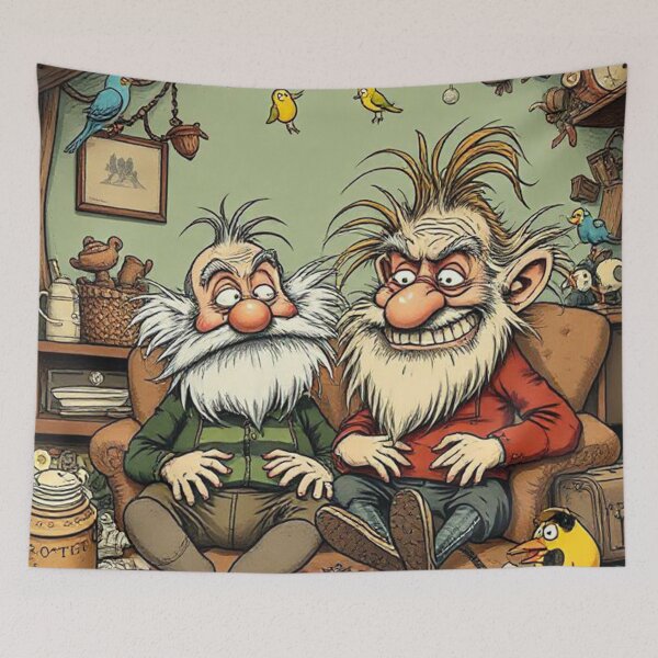 Item preview, Whimsical Old Pranksters – A Twisted Tale of Tricks and Chaos designed and sold by Wizdem Artworkz.