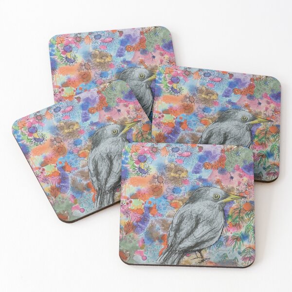 Item preview, Bird with abstract flowers designed and sold by Studio Reimagined Arts.