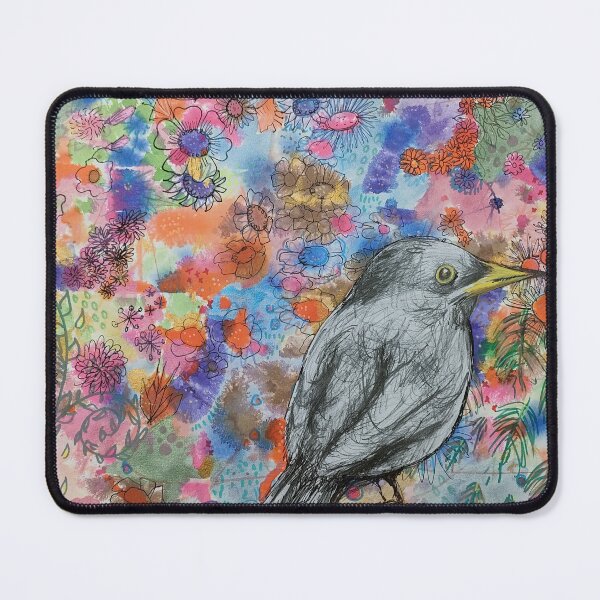 Item preview, Bird with abstract flowers designed and sold by Studio Reimagined Arts.