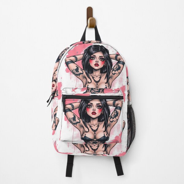 Item preview, Tattooed Goth Girl beautiful pinup poster art designed and sold by Vintage Designs +.