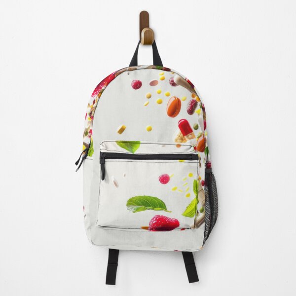 Item preview, Colorful pills, berries, and leaves falling with white background, health concept, AI Generated designed and sold by dvoevnore.