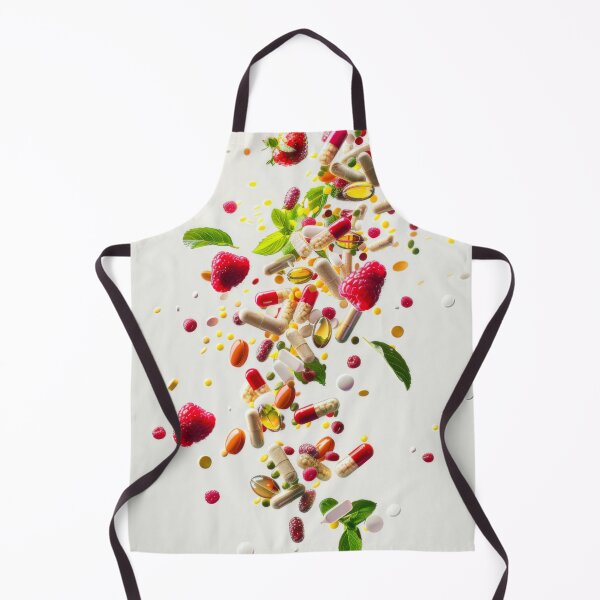 Item preview, Colorful pills, berries, and leaves falling with white background, health concept, AI Generated designed and sold by dvoevnore.