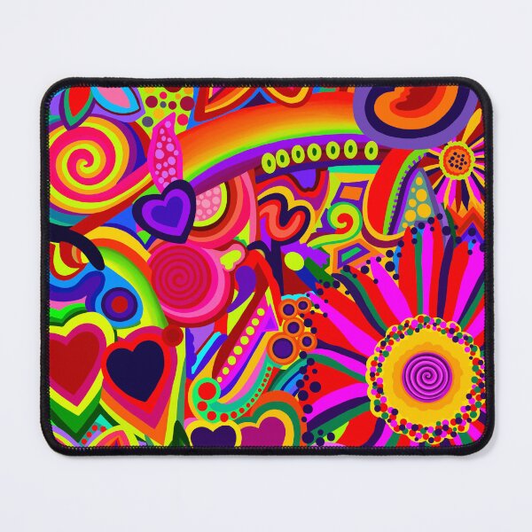 Item preview, Psychedelic Pop Art Hearts Flowers and Rainbow designed and sold by Vividality.