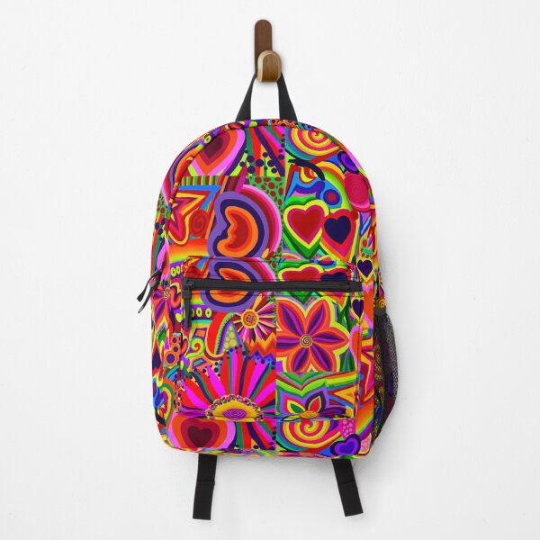 Item preview, Psychedelic Pop Art Hearts Flowers and Rainbow designed and sold by Vividality.