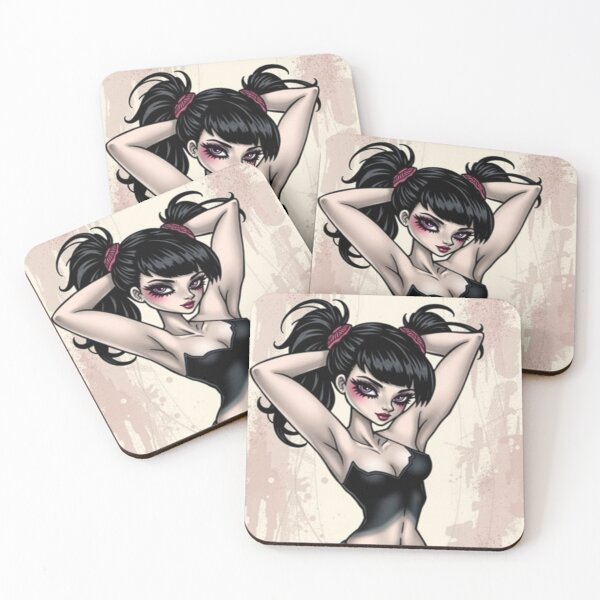 Item preview, Tattooed Goth Girl beautiful pinup poster art designed and sold by Vintage Designs +.