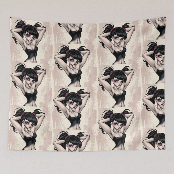 Item preview, Tattooed Goth Girl beautiful pinup poster art designed and sold by Vintage Designs +.
