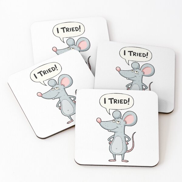 Item preview, Naive Funny Mouse Sticker Illustration with “I Tried” Text designed and sold by DiNata.