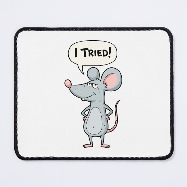 Item preview, Naive Funny Mouse Sticker Illustration with “I Tried” Text designed and sold by DiNata.