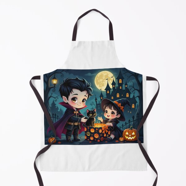Item preview, The Scenery of Cute Vampire Boy and Witch Girl in Halloween Night designed and sold by Pim-Crystal.