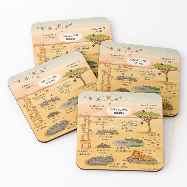 Item preview, Collective nouns: animal examples designed and sold by Sketchplanations.