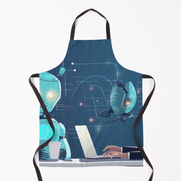Item preview, Man working on laptop with friendly robots in futuristic setting, AI generated  designed and sold by dvoevnore.