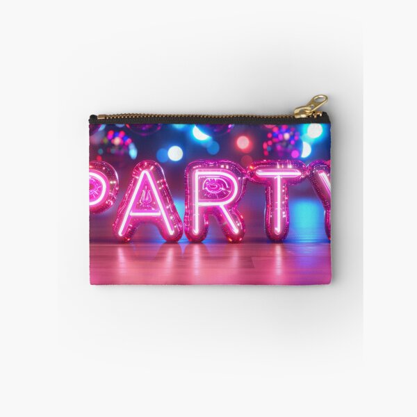 Item preview, Vibrant purple neon PARTY sign in retro 90s style glowing maximalist background AI Generated content designed and sold by dvoevnore.