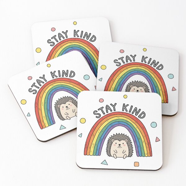Item preview, Naive Hedgehog Sticker Illustration with “Stay Kind” Rainbow designed and sold by DiNata.