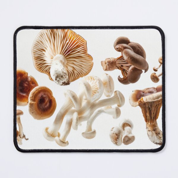 Item preview, Various mushrooms floating in mid-air on white background, AI Generated designed and sold by dvoevnore.