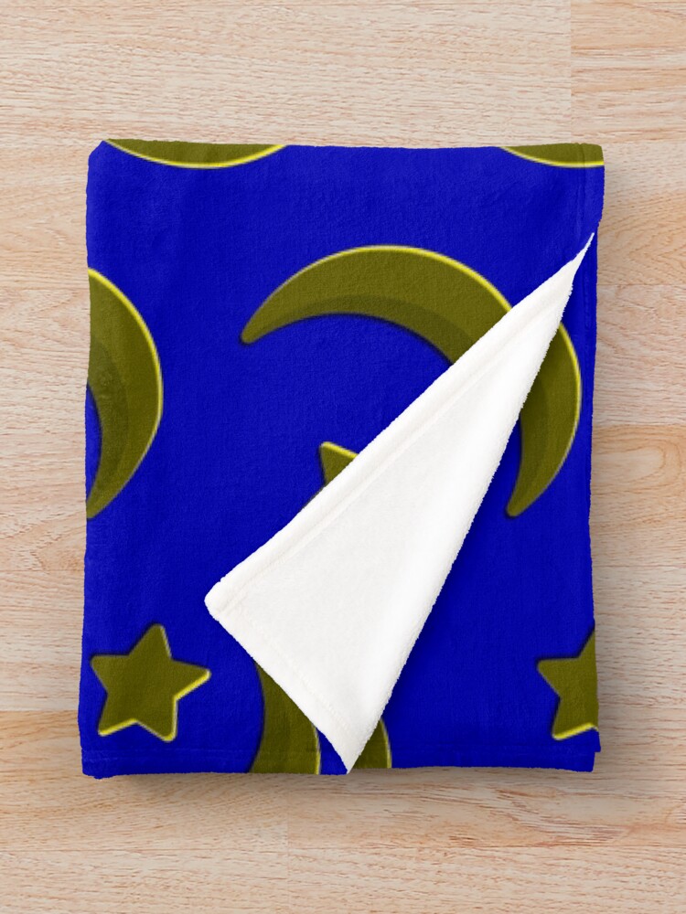 "Gold on Blue, crescent moon and star pattern" Throw Blanket by coolshirts Redbubble
