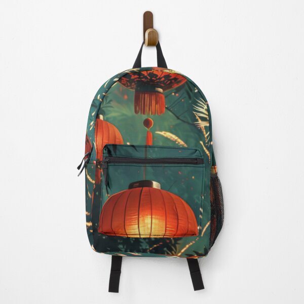 Item preview, Traditional Chinese lanterns against fireworks in night sky, background, AI generated designed and sold by dvoevnore.