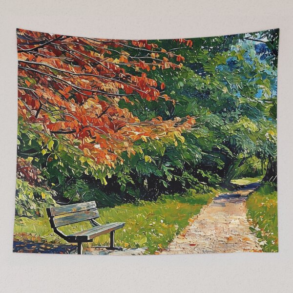 Item preview, Autumn Bench in the Park designed and sold by tomorrowsart.