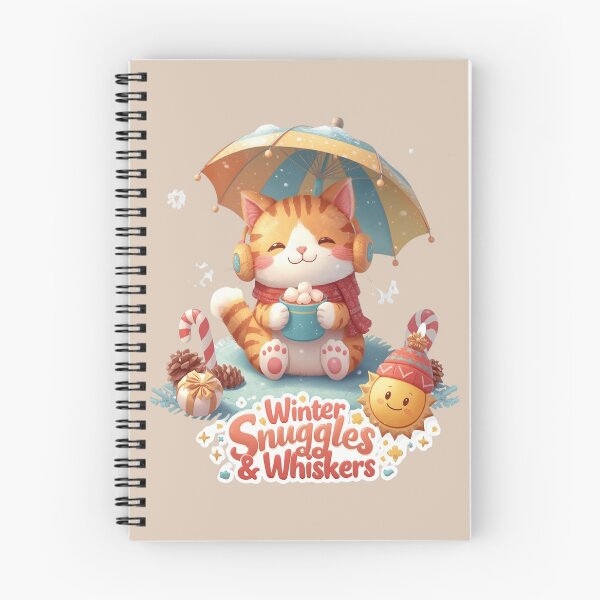 Item preview, Gato invernal kawaii con chocolate y malvaviscos — Ambiente acogedor para un día de nieve designed and sold by PMestore.