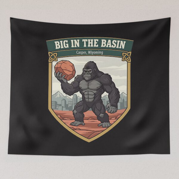 Item preview, Big in the Basin – Powerful Gorilla with Boulder in Casper, Wyoming designed and sold by PostersMode.