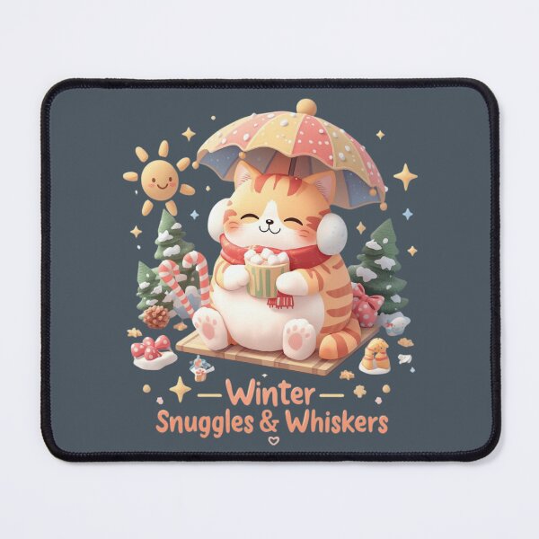 Item preview, Chubby Orange Cat in Scarf — Cozy Kawaii Winter Snow Scene designed and sold by PMestore.