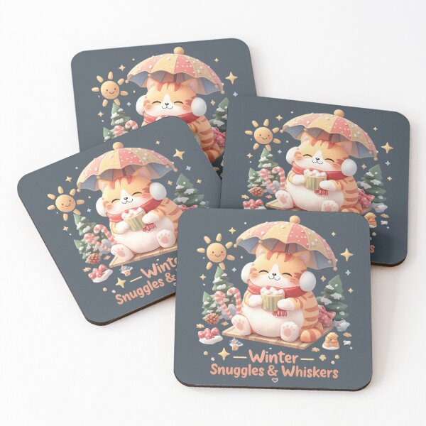 Item preview, Chubby Orange Cat in Scarf — Cozy Kawaii Winter Snow Scene designed and sold by PMestore.
