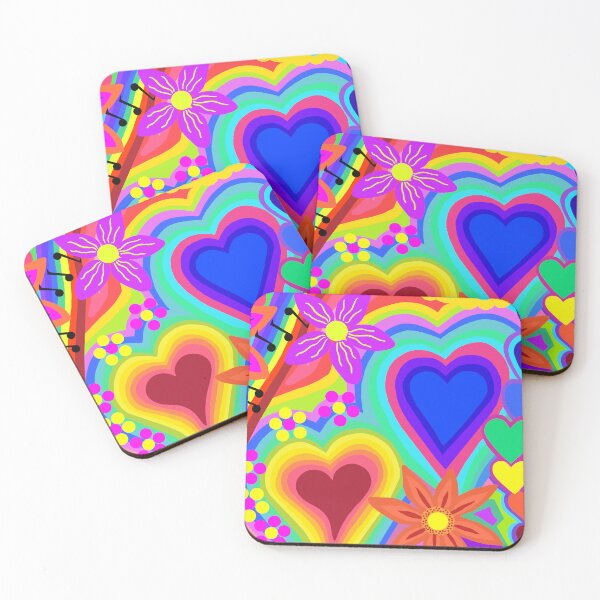 Item preview, Rainbow Hearts and Flowers Pop Art Design designed and sold by Vividality.