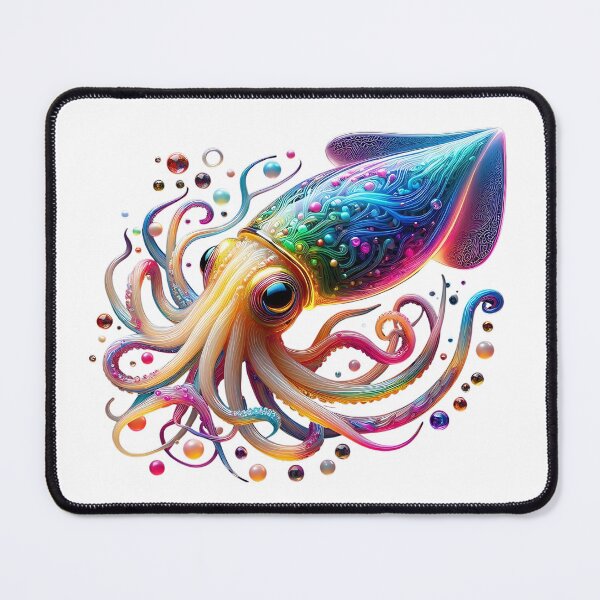 Item preview, Vibrant Neon Squid – Glowing Colorful Deep Sea Creature Art designed and sold by GloriousArtSKD.