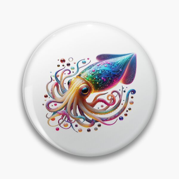 Item preview, Vibrant Neon Squid – Glowing Colorful Deep Sea Creature Art designed and sold by GloriousArtSKD.