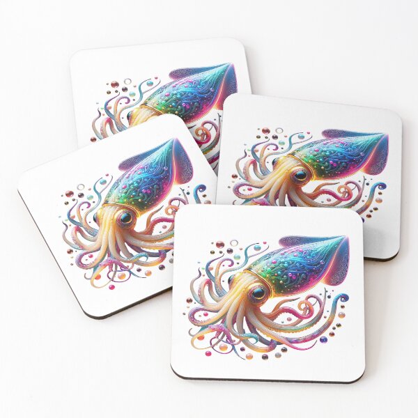 Item preview, Vibrant Neon Squid – Glowing Colorful Deep Sea Creature Art designed and sold by GloriousArtSKD.