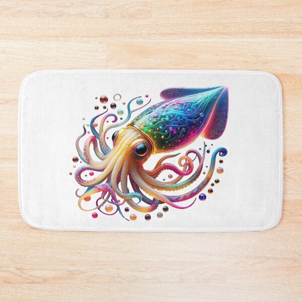 Item preview, Vibrant Neon Squid – Glowing Colorful Deep Sea Creature Art designed and sold by GloriousArtSKD.