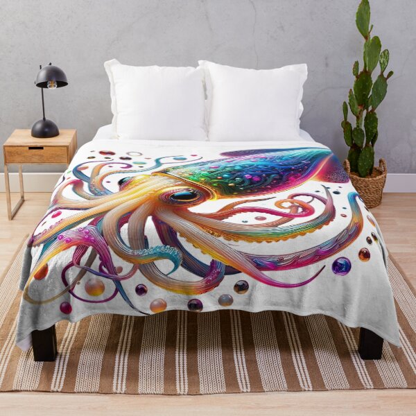 Item preview, Vibrant Neon Squid – Glowing Colorful Deep Sea Creature Art designed and sold by GloriousArtSKD.
