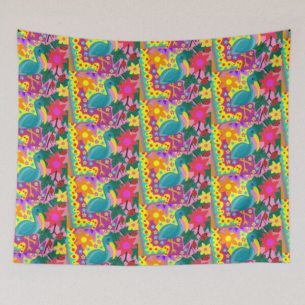 Item preview, Whimsical Tropical Bird with Retro Flowers and Ladybird designed and sold by Vividality.