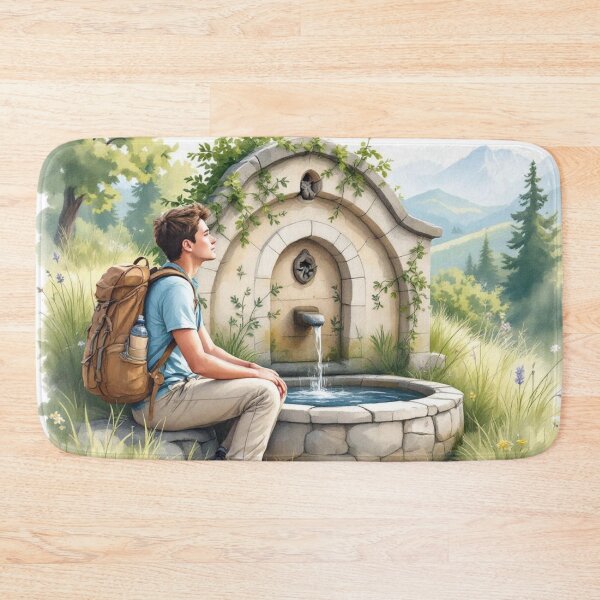 Item preview, Stop at the fountain (way of Saint Jacques) designed and sold by jefboutique6150.